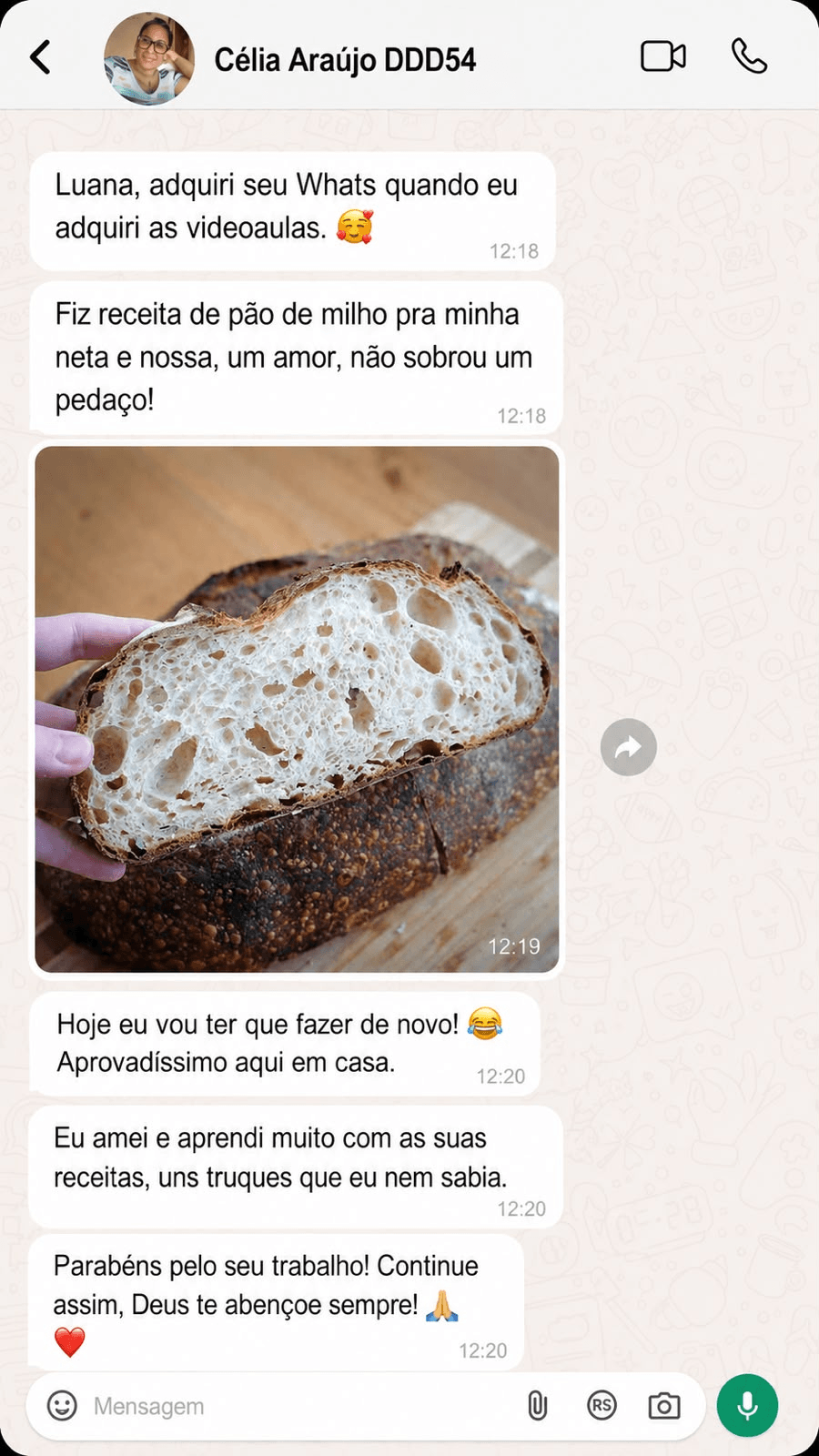 Depoimento de Célia Araújo sobre pão de milho