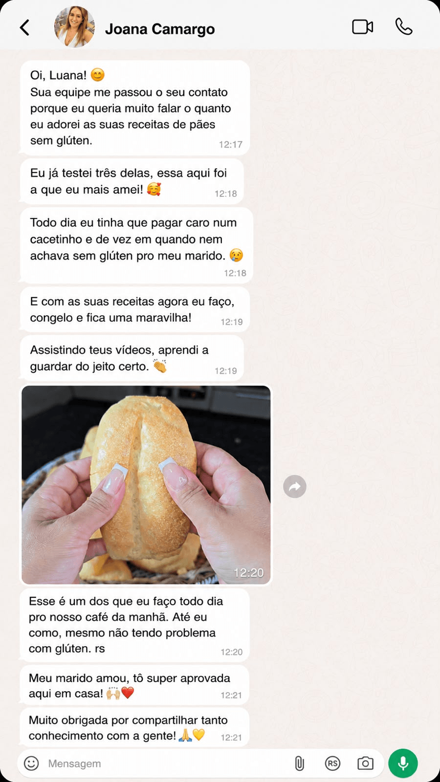 Depoimento de Joana Camargo pelo WhatsApp